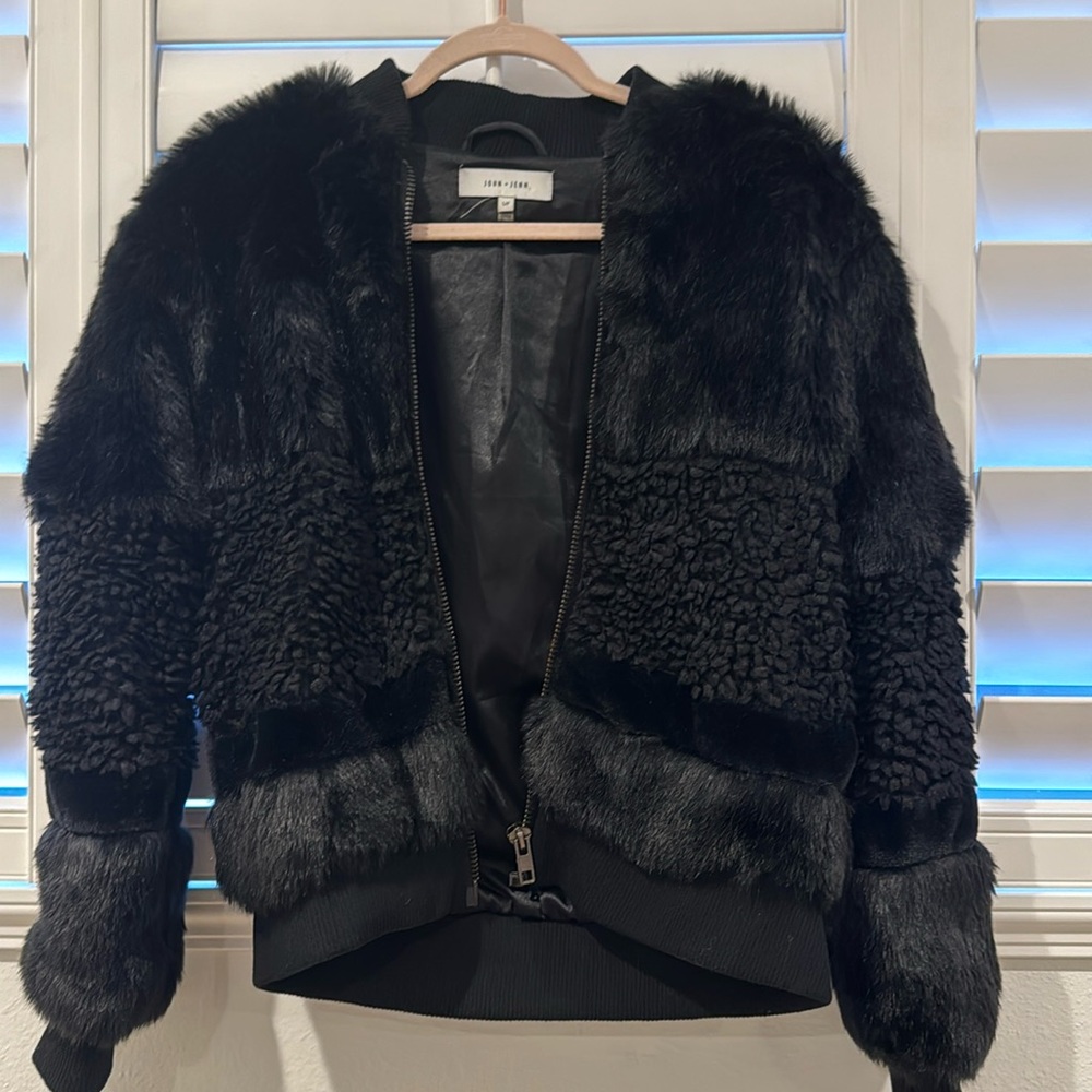 John and Jenn faux fur jacket black